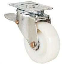 Rodízio giratório com placa e travão - Capacidade de 300 a 900 kg