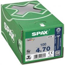 Spax - 100 parafusos de cabeça escareada para encastre pozidriv de rosca completa wirox ø 4x70,