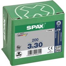 Spax - 200 parafusos de cabeça escareada para encastre pozidriv de rosca completa wirox ø 3x30,
