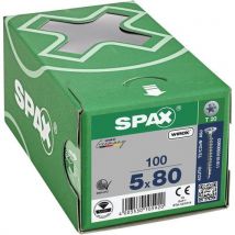 Spax - 100 parafusos de cabeça escareada para encastre t-star plus de rosca completa ø 4x80,