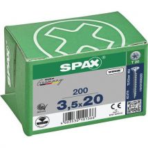Spax - 200 parafusos de cabeça escareada para encastre t-star plus de rosca completa ø 3,5x20,