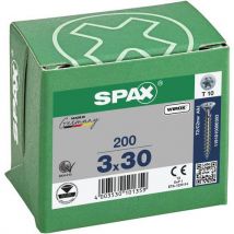 Spax - 200 parafusos de cabeça escareada para encastre t-star plus de rosca completa ø 3x30,