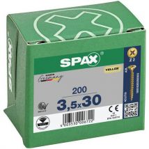 Spax - 200 parafusos de cabeça escareada para encastre pozidriv de rosca completa yellox ø 3,5x30,