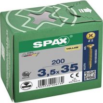 Spax - 200 parafusos de cabeça escareada para encastre pozidriv de rosca completa yellox ø 3,5x35,