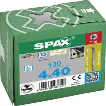 Spax - 100 parafusos para painel frontal encastrado t-star plus inoxidáveis ø 4x40,