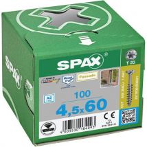 Spax - 100 parafusos para painel frontal encastrado t-star plus inoxidáveis ø 4,5x60,