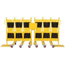 Crash Stop - Barreira extensível amar./pr., 8 m c/ rodízios, alt. 1050 mm,