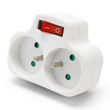 Biplite 16A 3 Pinos Frontal com Interruptor - 2 Tomadas - Eletricidade Segura - Velamp