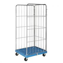 Contentor móvel com 3 lados - base de plástico - capacidade de 400 kg