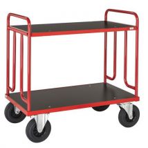 Carro de plataformas em madeira - 2 plataformas - Capacidade: 500 kg - Rodas em borracha