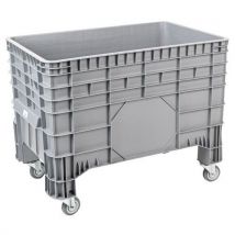 PEAD - Caixa Palete Empilhável 285L Cinza com Rodízios - Uso Alimentar - 10 Anos Garantia - Manutan Expert