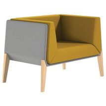 Poltrona Accord Individual Amarelo/Cinzento - 1 Lugar - Pés em Faia - Conforto e Estilo - Quadrifoglio
