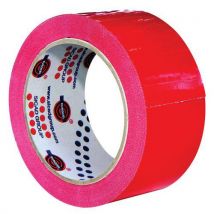 Fita Adesiva PVC Vermelha 50mm x 66m - Silenciosa e Resistente para Fechamento de Caixas
