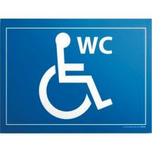 Placa com gravação wc para pmr 10x14 cm, fundo azul, - Manutan