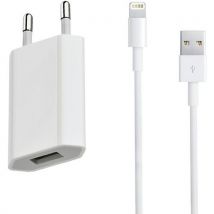 Carregador de rede elétrica entrada USB + cabo compatível iPhone 5 - Branco - Moxie