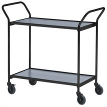 Carro móvel com acabamento preto e 2 pegas - 2 plataformas - capacidade de 150 kg