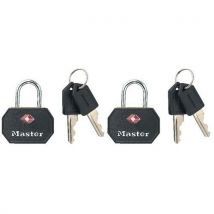 Master lock - Conj. De 2 cadeados p/ bagagens tsa c/ chave – 30 mm – preto,