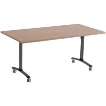 Mesa Dobrável Axe 120x80cm Faia/Antracite com Rodízios - Eco-responsável - 10 Anos Garantia - Manutan Expert