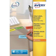 480 Unidades de Etiqueta de cor reposicionável Avery - Impressão a laser/jato de tinta e fotocopiadora