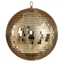 Bola de Natal Facetada Creme Dourado 25cm Decoração Festiva