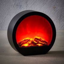 24.5cm - Decoração Moderna - Chaminé LED Preta a Bateria com Temporizador
