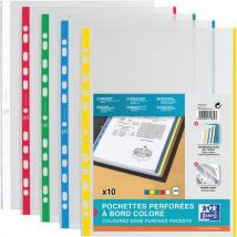 Oxford - Saq. 10 bolsas perf. Oxford, a4, pp, 90 μ, lisas, margem,