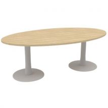 Quadrifoglio - Mesa de reuniões oblonga – 200 cm – base em tulipa – carvalho/alumínio,