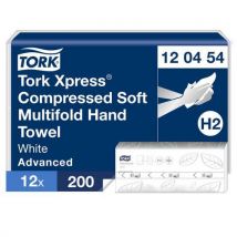 Tork - Toalhetes H2 Advanced Suaves Brancos 2 Folhas Dobra M - 2400 Folhas - Uso Alimentar Eco-responsável