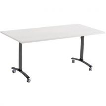 Mesa Dobrável Axe 140x80cm Cinzento/Antracite - Base em T, Rodízios, Eco-responsável, 10 Anos Garantia - Manutan Expert