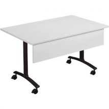 Mesa Dobrável Axe com Painel de Fundo 140x68 cm Cinzento/Antracite - Eco-responsável, 10 Anos Garantia - Manutan Expert