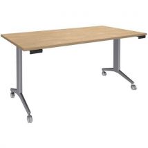 Simmob - Mesa de 160x80 cm – carv. Claro/pés alu.,