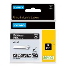 Dymo - Fita etiquetas industr. Rhino vinil branco sobre preto 12 mm,