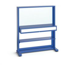 Posto de Controlo Fixo - 1 Painel 1 Gaveta - Azul/Cinzento - 1600x600x1820mm - Bott