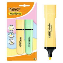 BIC - Marcador plano, ponta biselada pastel – amarelo/verde – bic,