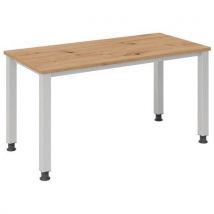 Hammerbacher - Secretária reta com pés quadrados de 140 cm – carvalho,