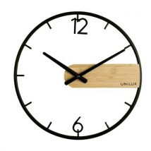 Relógio de Parede Quartzo Circle - Preto e Bambu 43cm - Analógico - Pilha Incluída - Unilux