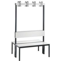 Banco Dupla Face com Ganchos e Espaldar Basic Plus - Branco/Antracite - 1000mm Largura - Ideal para Escritório e Ambientes Húmidos - CP