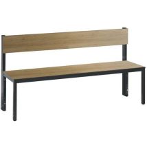 Banco com Espaldar Basic Plus Carvalho - 1500mm - Aço Antracite - Ideal para Vestiários Húmidos - CP