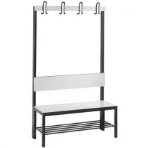Banco com Grelha e Espaldar Basic Plus Branco - 100cm Largura - Aço Antracite - 4 Ganchos - CP