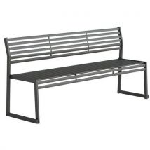 Urbantime - Banco com espaldar em aço galvanizado cinzento – l: 180 cm,