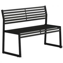 Urbantime - Banco com espaldar em aço galvanizado preto – l: 120 cm,