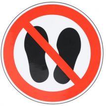 Sinalização de Segurança: Proibido Caminhar/Estacionar - Adesivo Redondo Ø 10cm - Poliéster ISO 7010 - Manutan Expert