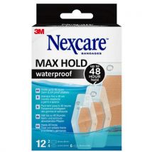 3M - Pensos Impermeáveis Max Hold Nexcare - Bege - 12 Peças - Proteção Duradoura
