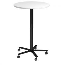 Hammerbacher - Mesa de reuniões redonda reg. Em alt. – 80 cm – branco/preto,