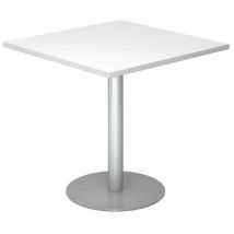 Hammerbacher - Mesa de reuniões quadrada – 80x80 cm – branco/alumínio,