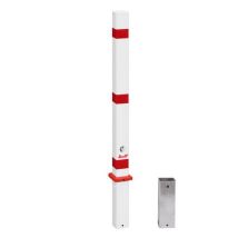 Poste Amovível Aço 70mm Branco/Vermelho - Via Pública - Croso