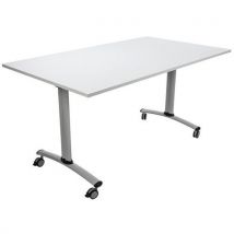Mesa Dobrável Axe 140x80cm Cinzento/Alumínio - Rodízios - Eco-responsável - 10 Anos Garantia - Manutan Expert