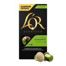 10 capsules compatibles Nespresso Lungo Elegante - L'Or Espresso - Sélection Rouge (Italien)