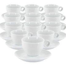 Café Compagnie - Tasses et sous tasses blanches - 20 cl X 12 - Avec anse