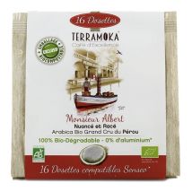 TerraMoka - Terramoka Monsieur Albert Senseo Organic Coffee Pods x 16 Senseo pods - Peru